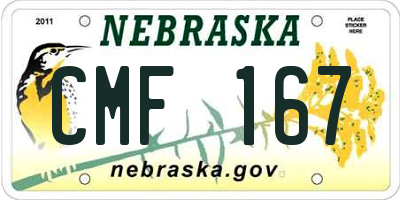 NE license plate CMF167