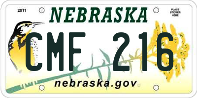 NE license plate CMF216