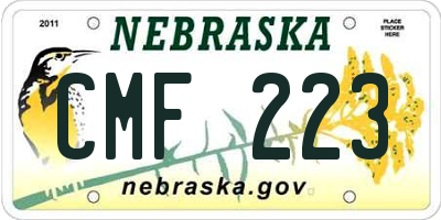 NE license plate CMF223