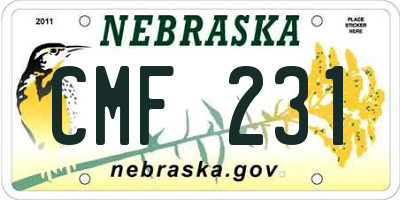 NE license plate CMF231