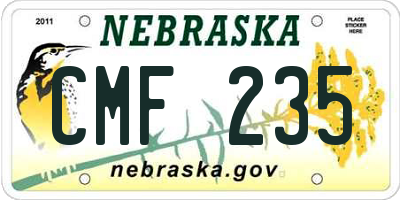 NE license plate CMF235