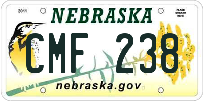 NE license plate CMF238