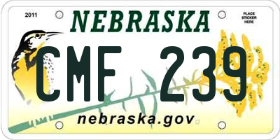 NE license plate CMF239