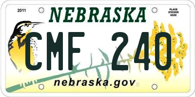 NE license plate CMF240