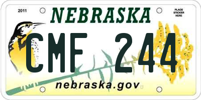 NE license plate CMF244