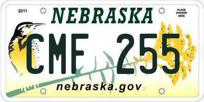 NE license plate CMF255