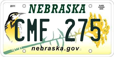 NE license plate CMF275