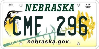 NE license plate CMF296