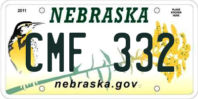 NE license plate CMF332