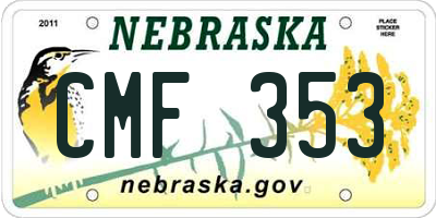 NE license plate CMF353