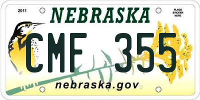NE license plate CMF355