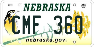 NE license plate CMF360