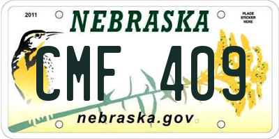 NE license plate CMF409