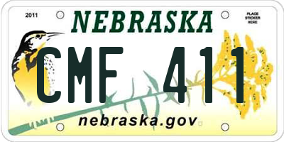 NE license plate CMF411