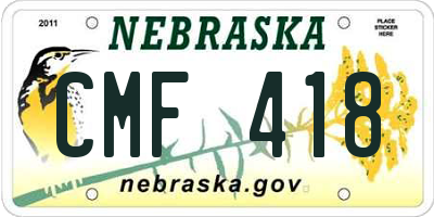 NE license plate CMF418