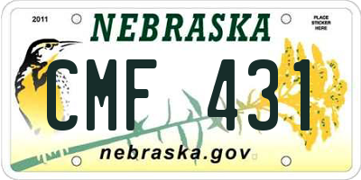 NE license plate CMF431