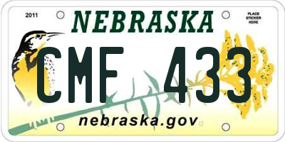 NE license plate CMF433