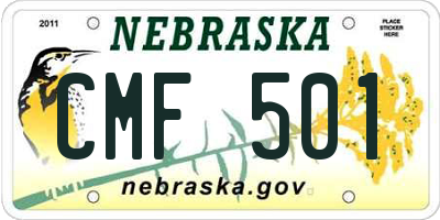 NE license plate CMF501
