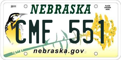NE license plate CMF551