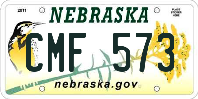 NE license plate CMF573