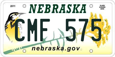 NE license plate CMF575