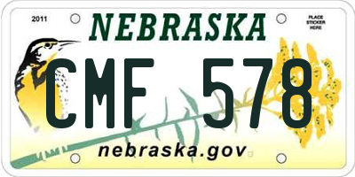 NE license plate CMF578