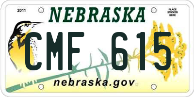 NE license plate CMF615
