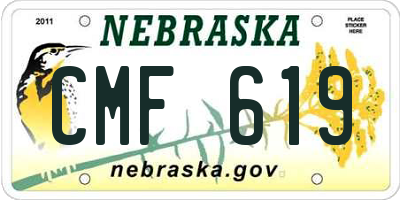 NE license plate CMF619