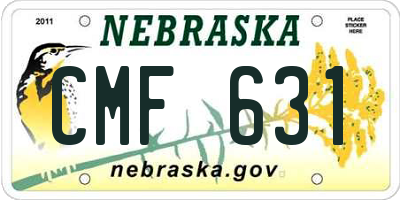 NE license plate CMF631