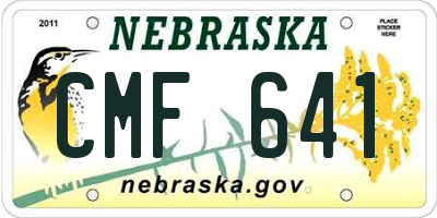 NE license plate CMF641