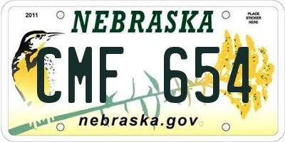 NE license plate CMF654