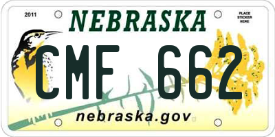 NE license plate CMF662