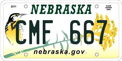 NE license plate CMF667