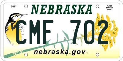 NE license plate CMF702