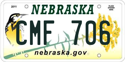 NE license plate CMF706