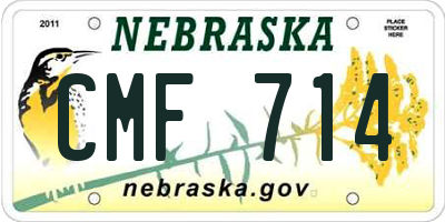 NE license plate CMF714