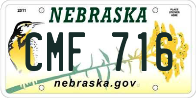 NE license plate CMF716
