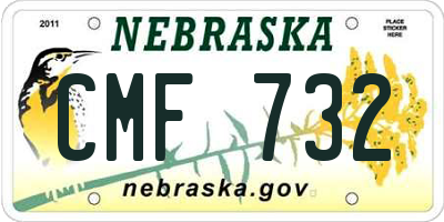 NE license plate CMF732