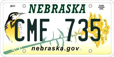 NE license plate CMF735