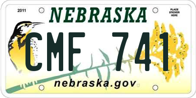 NE license plate CMF741