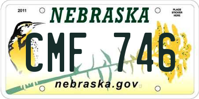 NE license plate CMF746