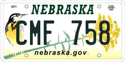 NE license plate CMF758