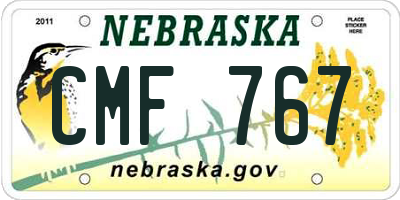 NE license plate CMF767