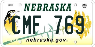 NE license plate CMF769
