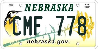 NE license plate CMF778