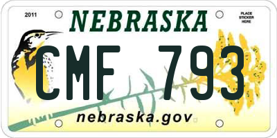 NE license plate CMF793