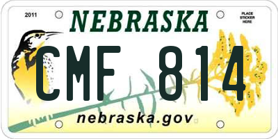 NE license plate CMF814