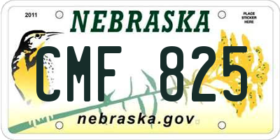 NE license plate CMF825