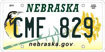 NE license plate CMF829