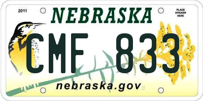NE license plate CMF833